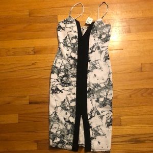 Marble Deep V Midi Dress NWT